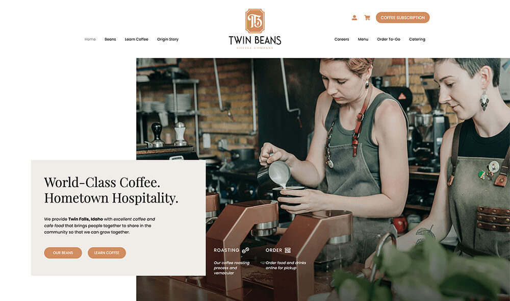 Twin Beans website design and branding