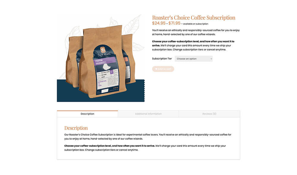 Twin Beans website design and branding